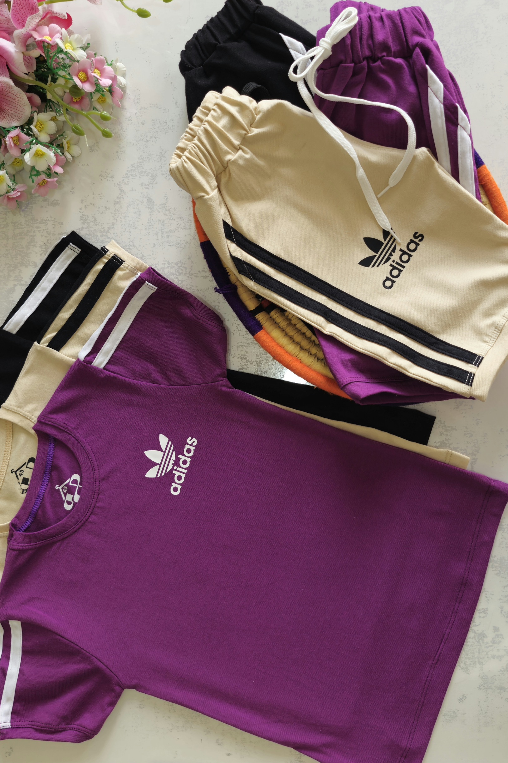 تیشرت و شلوارک طرح آدیداس نخی