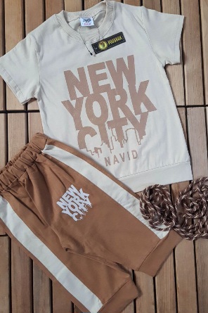 تیشرت و شلوارک طرح نیویورک نخی با چاپ زول